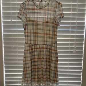 NWOT autumn orange and blue plaid dress
